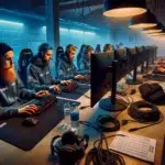 Norwegian esports team checking in at a lan center before a tournament