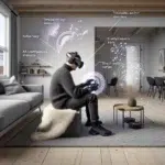 Norwegian gamer uses mixed reality headset with ar overlays in an oslo apartment