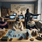 Norwegian students using strategy games to learn history in a classroom